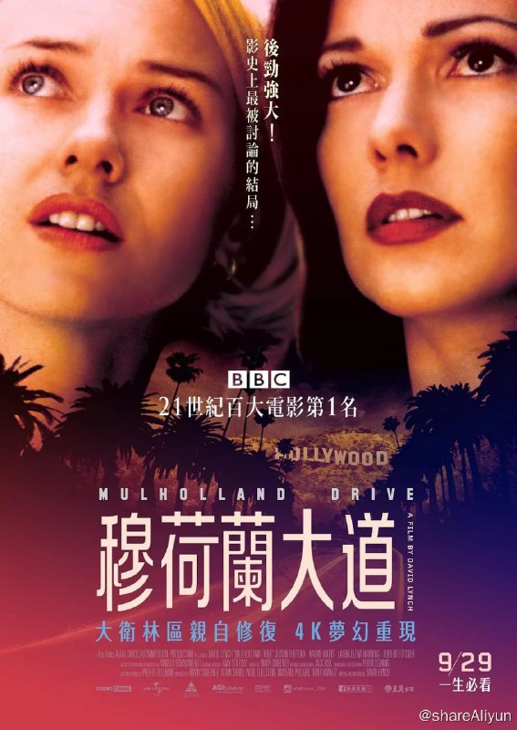 名称：穆赫兰道 Mulholland Dr. (2001) 4K描述：故事回到一个刚到好莱坞“寻梦”的女子贝蒂（娜奥米·沃茨 Naomi Watts 饰），她的姨父姨母在电影圈有广泛人缘，让贝蒂的发展如虎添翼，试镜大受好评