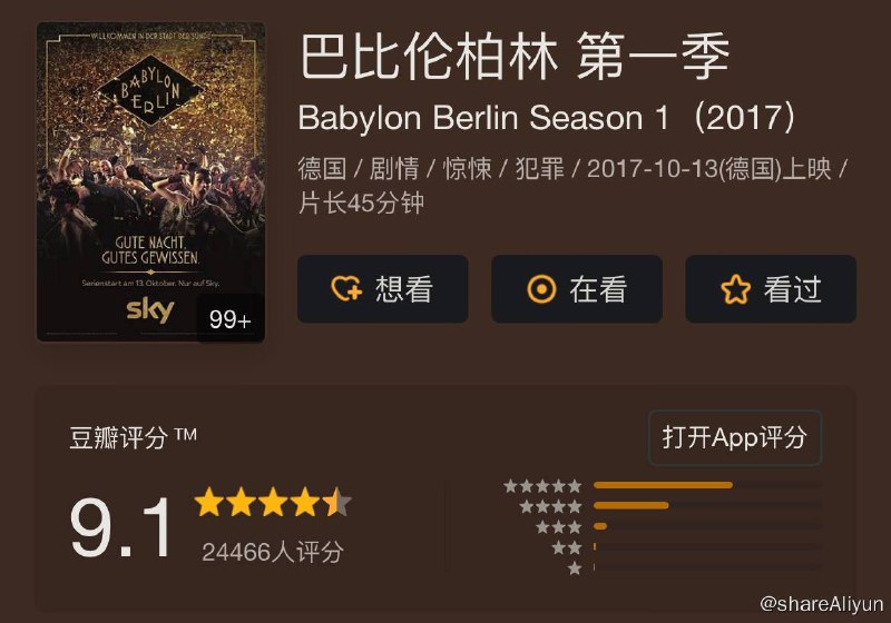 名称：巴比伦柏林.Babylon Berlin S01~S04描述：犯罪年代剧《巴比伦柏林》由汤姆·提克威自编自导，背景设置在上世纪二十年代的柏林，故事聚焦社会大环境下的生活百态