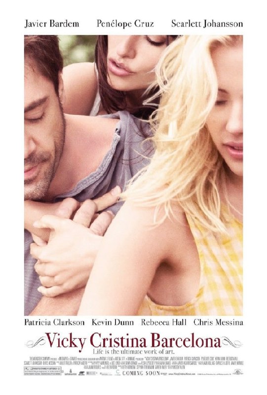 名称：午夜巴塞罗那 Vicky Cristina Barcelona (2008)描述：故事发生在美丽的巴塞罗那，美国女孩维姬（丽贝卡·豪尔 Rebecca Hall 饰）和克里斯蒂娜（斯嘉丽·约翰逊 Scarlett Johansson 饰）在度假时认识了名声并不太好的艺术家胡安（哈维尔·巴登 Javier Bardem 饰）
