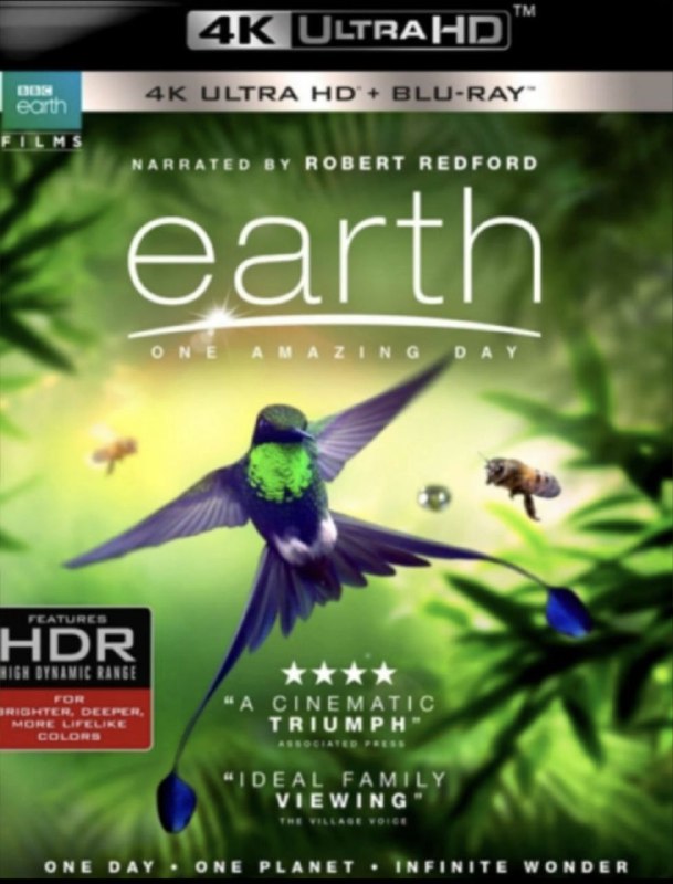 名称：地球：神奇的一天 4K(2160P)             REMUX (蓝光 原盘)描述：Earth: One Amazing Day影片年代：2017影片产地：英国、中国对白语音：英语、普通话影片字幕：中字外挂字幕电影简介：在昼夜交替中完美呈现了地球上生机勃勃的一天——朝阳升起，蜂鸟开始活动，海鬣蜥睁开睡眼，薮猫吐出舌头，熊猫从梦中醒来第一件事情就是卖萌，随着太阳升高，树懒以超出想象的优雅划过水面，体型庞大的独角鲸跃出水面，在冰川间列队迁徙，白头叶猴一家尽情地享受天伦之乐，夜幕降临，蜉蝣一闪而过，猫头鹰精神抖擞，对于它来说，这一天才刚刚开始