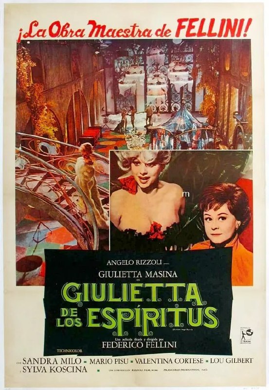 名称：朱丽叶与魔鬼 Giulietta degli spiriti (1965)描述：费里尼拍摄了另一部自传性很强的电影《朱丽叶与魔鬼》，在这部电影里，费里尼过分追求求神秘主义的梦境空间，在影片里极尽详能的描述描写一个资产阶级的女人遭到丈夫的欺骗，精神迷惘，陷于离奇古怪的幻觉，最后终于清醒的故事