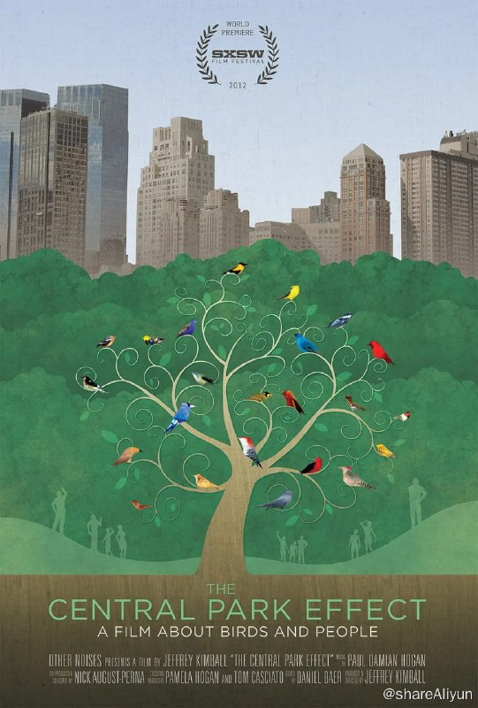 名称：观鸟者：中央公园效应 Birders The Central Park Effect (2012)描述：在全球最繁华的都市之一纽约市，有这样一片生机盎然的绿地，以这片绿地为桥梁，广袤的天空和大地、繁华的都市与野外自然、自由的野生鸟类和城市居民，得以密切的相连——而这里，就是中央公园