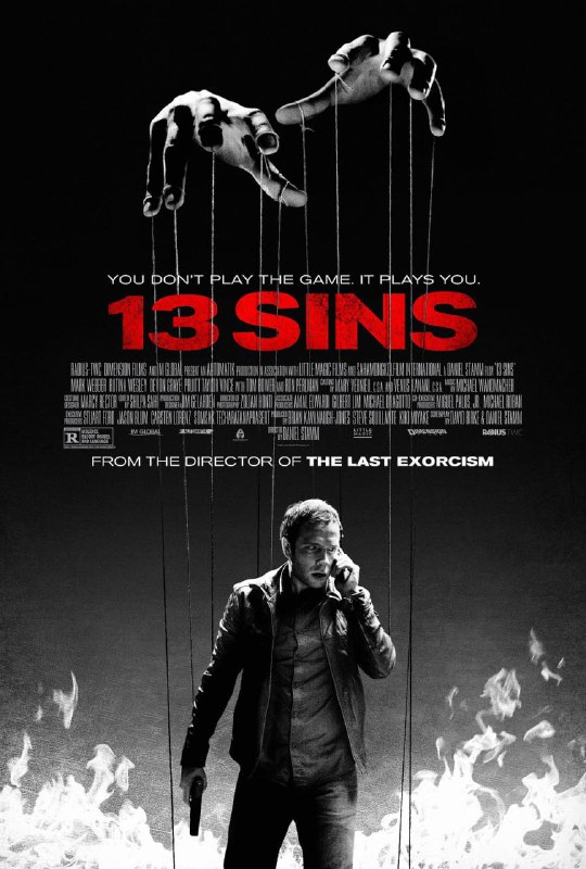 名称：13骇人游戏 | 导演：丹尼尔·斯坦 主演：马克·韦伯 [英语+评论音轨] [简繁英字幕+章节]描述：善良温厚的销售员埃利奥·布兰德（马克·韦伯 Mark Webber 饰）与黑人女孩谢尔比（卢蒂娜·卫斯理 Rutina Wesley 饰）相知相恋，二人筹划走入婚姻殿堂，同时即将迎来新生命的降临，此外他还要照顾年迈的父亲和低智的弟弟麦克（德文·格拉耶 Devon Graye 饰），原本财务吃紧的他又面临着被裁员的命运，这残酷的现状令他烦恼之际