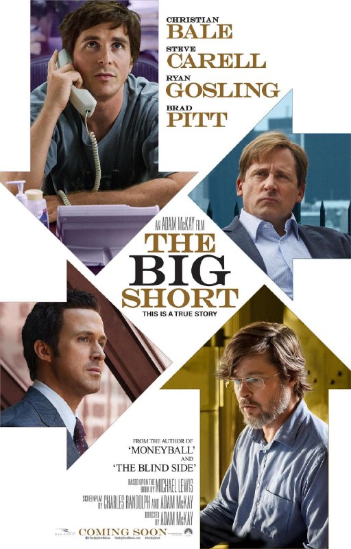 名称：大空头 The Big Short (2015)描述：当四个局外人看到了大银行、媒体和政府都视而不见的东西——全球经济即将崩溃时，他们萌生了一个想法：大空头