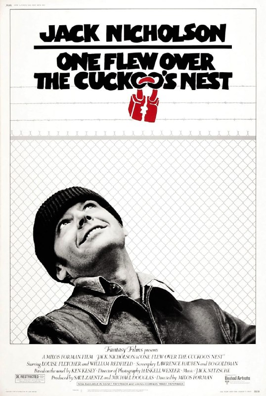 名称：飞越疯人院 One Flew Over the Cuckoo's Nest (1975)描述：在州立精神病院里休养总比蹲监狱强，对吧？兰德尔·P·麦克墨菲(杰克·尼科尔森 饰)，一个血管里流淌着闪电、舌绽莲花的自由派骗子，装疯混进了他所谓的“疯子们”中间
