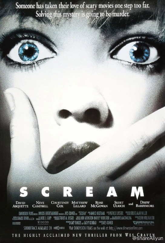 名称：惊声尖叫 Scream (1996)描述：锡德尼•普雷斯科特（内芙•坎贝尔饰）的母亲去世一周年，这个本该平静的加州小镇变成了一片血海！两名学生被残忍地杀害，凶手是一位带着面具的恐怖片爱好者
