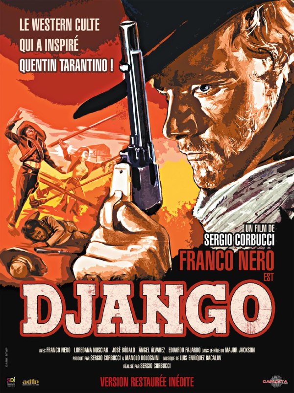 名称：姜戈 Django (1966)描述：荒凉的旷野，一群暴虐的劫匪正在鞭挞一位美丽的姑娘玛丽亚(萝蕾丹娜·卡波莱特 Loredana Cappelletti饰)