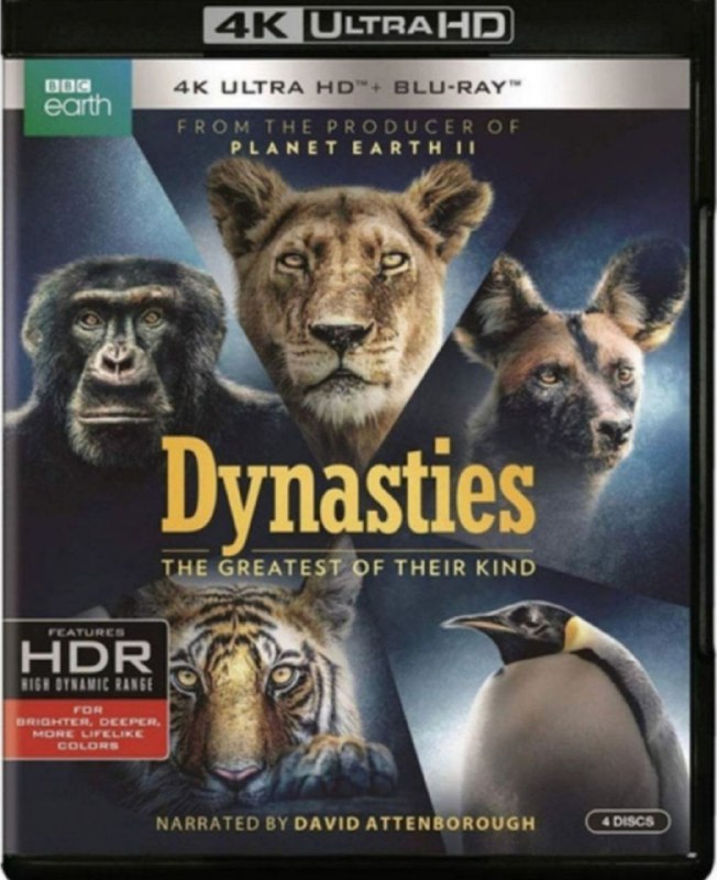 名称：BBC-王朝 4K REMUX (蓝光 原盘)描述：被誉为BBC Earth系列自然历史类型的里程碑之作的《王朝》，以“单元剧”的形式聚焦五种动物：西非塞内加尔撒哈拉沙漠边境的黑猩猩、南极洲极地荒野的帝企鹅、肯尼亚马赛马拉大草原上的狮子、非洲津巴布韦赞比西河洪泛平原上的杂色狼和印度班达迦丛林的老虎