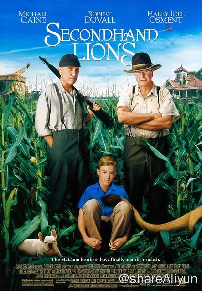 名称：二手狮王 1080P（豆瓣8.5分）描述：暑假刚刚开始，14岁的男孩沃尔特（海利·乔·奥斯蒙 Haley Joel Osment 饰）就在百般的不情愿中被母亲玫（凯拉·塞吉维克 Kyra Sedgwick 饰）打发到了位于乡下的两个伯父家，他们分别是贾斯（迈克尔·凯恩 Michael Caine 饰）和哈勃（罗伯特·杜瓦尔 Robert Duvall 饰）