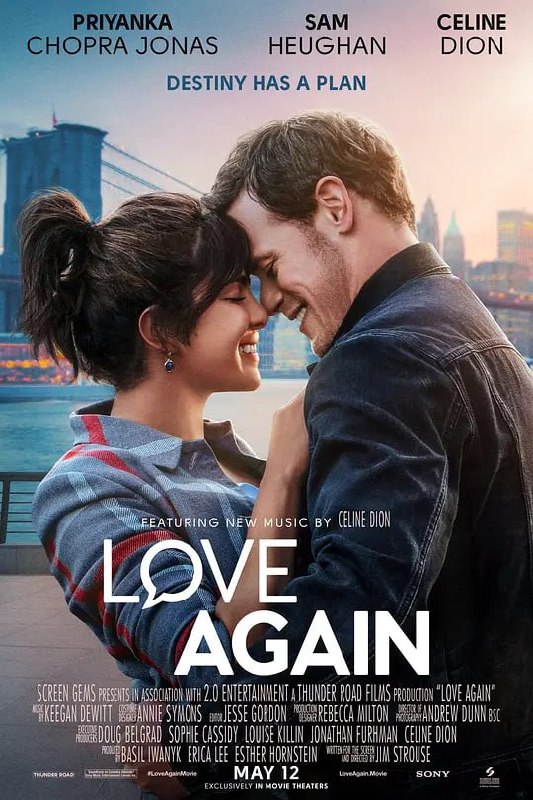 名称：短信情缘 Love Again (2023)描述：讲述一个女人为了减轻未婚夫逝世的痛苦，开始给他的旧手机发送浪漫的短信，结果这个电话号码现在是同城的另一个男人在用，他也正在经历同样的心碎时刻