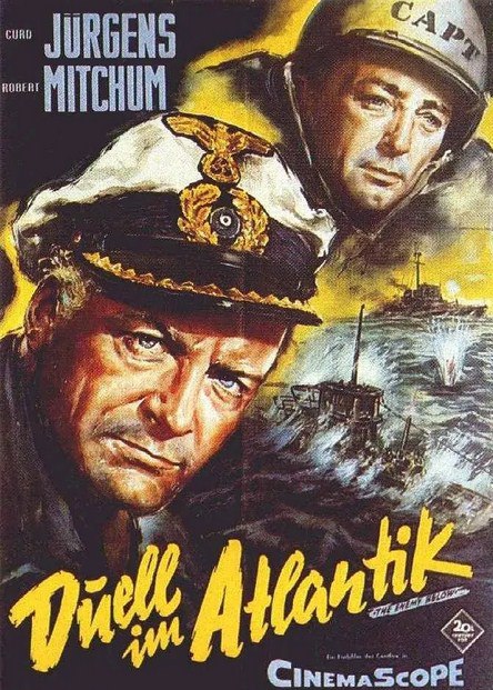 名称：海底喋血战/水下敌人[1957][国日英三语][1080P]描述：导演: 迪克·鲍威尔编剧: D.A. Rayner / 温德尔·梅斯主演: 罗伯特·米彻姆 / 库尔德·于尔根斯 / 大卫·海迪生 / 西奥多·比凯尔类型: 剧情 / 动作 / 惊悚 / 战争 / 冒险制片国家/地区: 美国语言: 英语 / 国配上映日期: 1957-12-25片长: 98 分钟又名: 水下敌人 / The Enemy Below / 海底喋血战在二次大战期间的南大西洋，美国驱逐舰海恩斯号用雷达追踪到德国潜艇信号，于是穆勒舰长（罗伯特.米彻姆饰）便展开追击