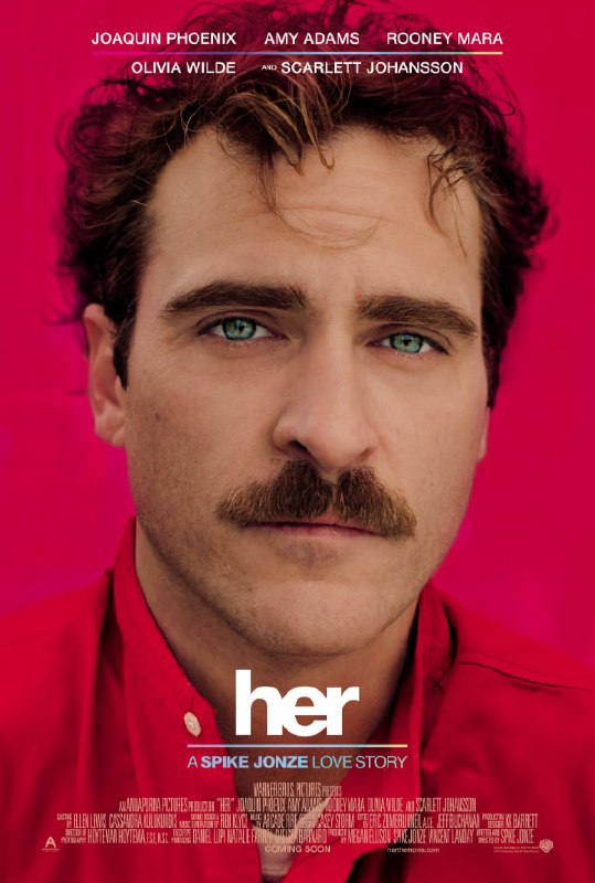 名称：她 Her (2013)描述：《她》是讲述在不远的未来人与人工智能相爱的科幻爱情电影