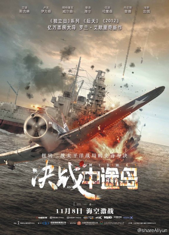名称：决战中途岛4K REMUX 蓝光 原盘描述：1942年，日本在袭击珍珠港六个月后将目光聚集中途岛，想借此机会将美国太平洋舰队残余的军舰引到中途岛一举歼灭